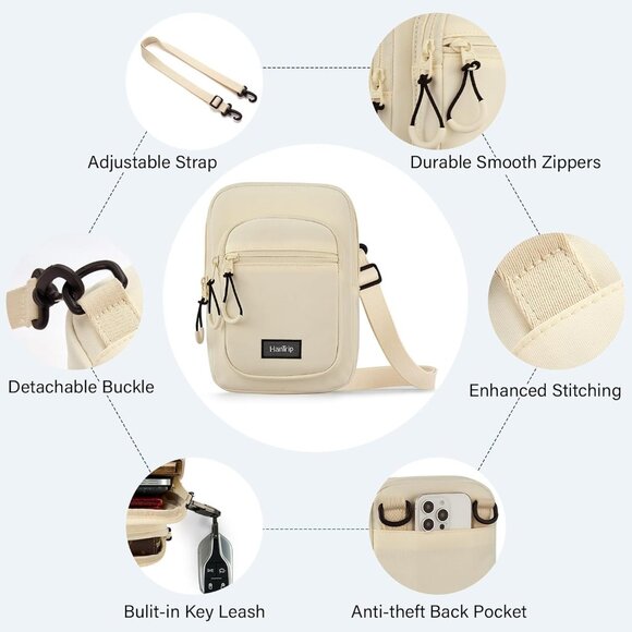 Unisex Crossbody Bag Lightweight Water-Resistant Multiple Zipper Pockets - Picture 3 of 9